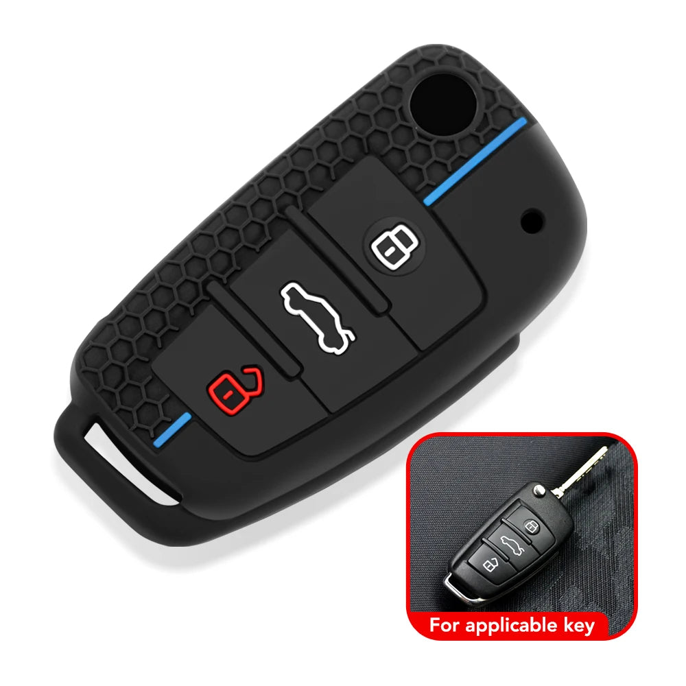For Audi A4 B7 A6 C5 C6 A1 A3 8P TT Q3 Q2 Q7 TTS R8 S3 S6 RS3 RS6 Accessories Silicone Car Key Caps Case Cover Fob Keychain