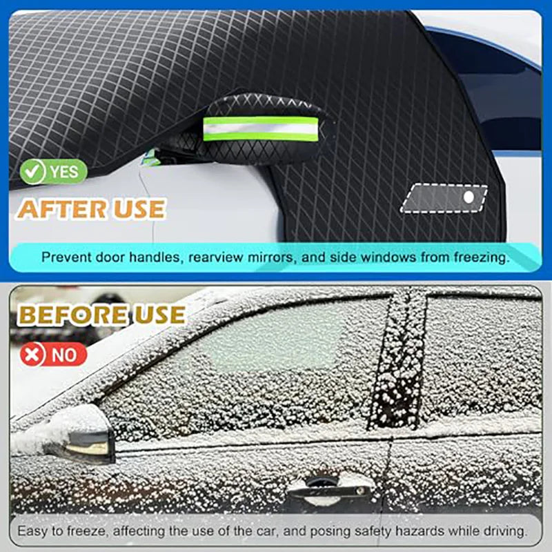 Magnetic Large Windshield Snow & Frost Cover with Side Window and Mirror Protection