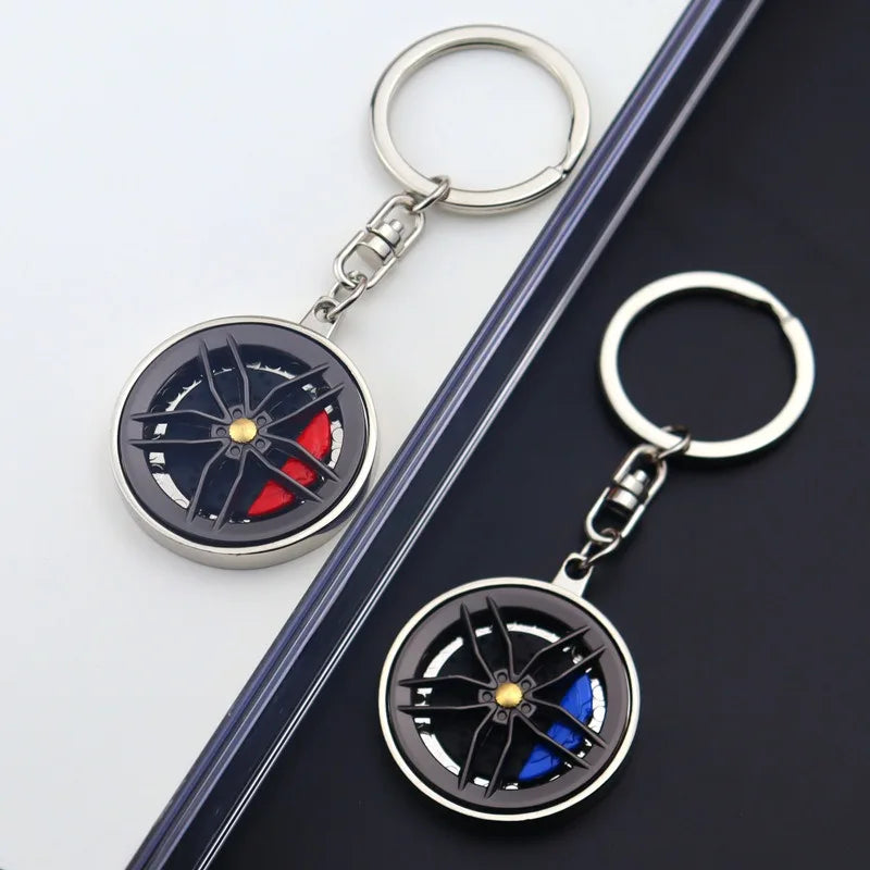 Creative Metal Wheel Hub Rotary Bearing Keychain Fashionable Alloy Accessory Daily Use Car Key Ring Brake Disc Clamp Pendant