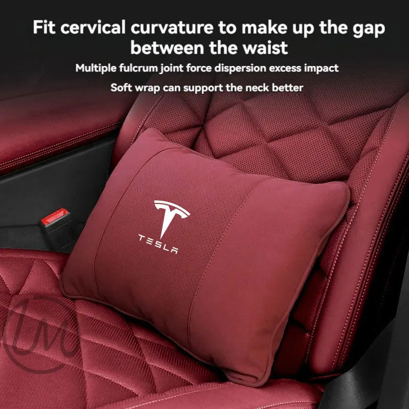 Tesla Car Neck & Lumbar Support Pillow – Compatible with Model 3, Y, S, X, and S-Class