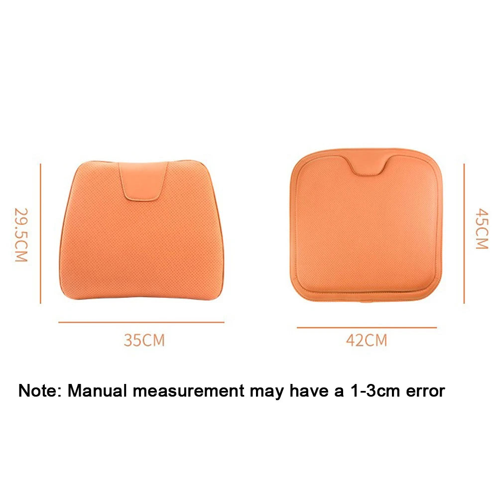 Tesla Leather Seat Cushion – Non-Slip Memory Foam Lumbar Pillow