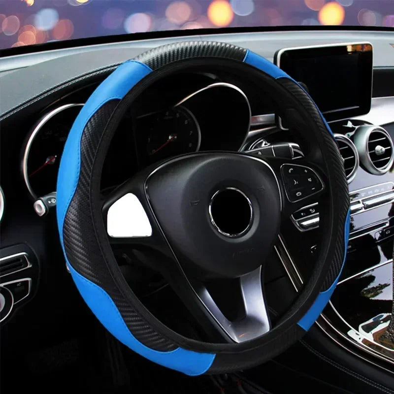 PU Carbon Fiber Leather Steering Wheel Cover
