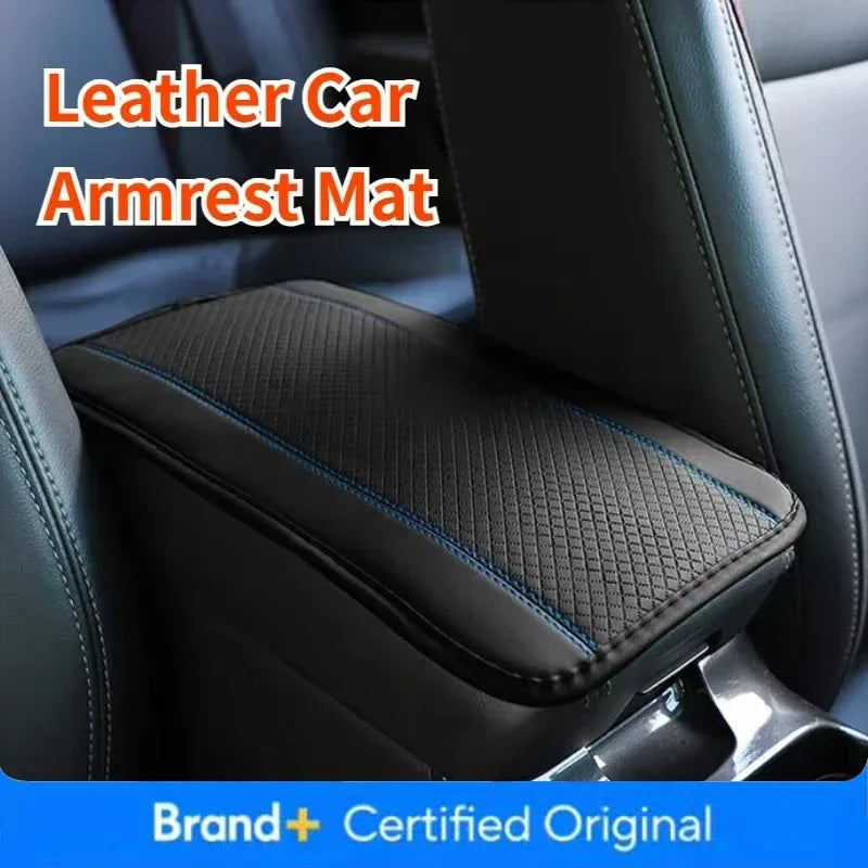 Car Armrest Storage Mat – Leather Center Console Protector