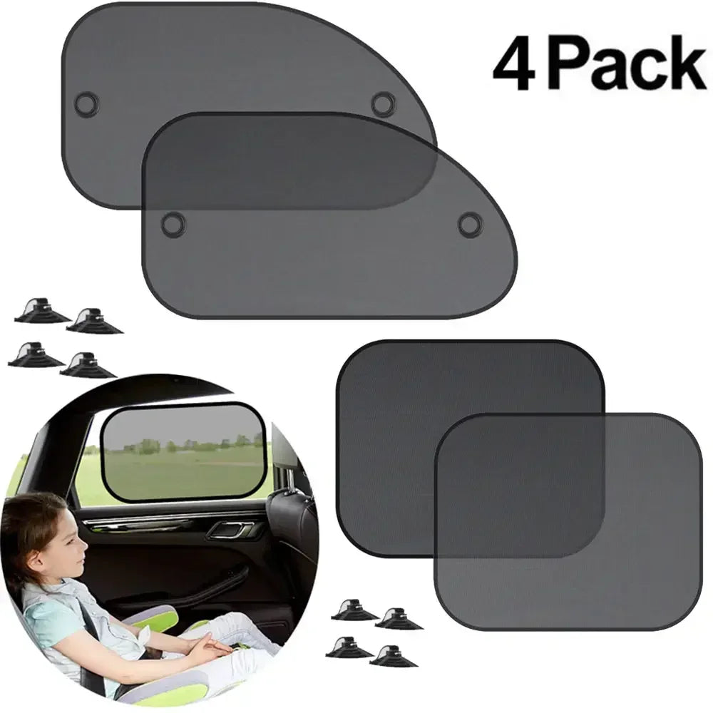 4-Pack Universal Car Window Sun Shade – UV Protection Curtain & Visor Film