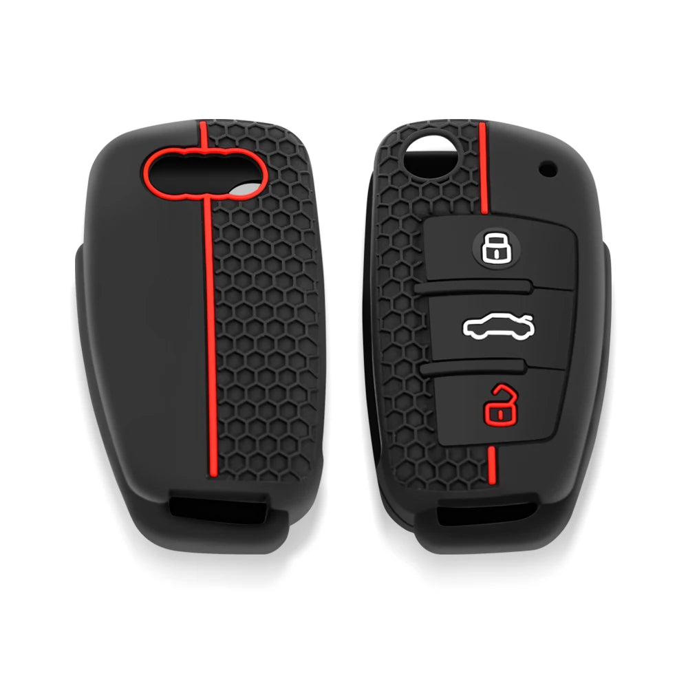 For Audi A4 B7 A6 C5 C6 A1 A3 8P TT Q3 Q2 Q7 TTS R8 S3 S6 RS3 RS6 Accessories Silicone Car Key Caps Case Cover Fob Keychain