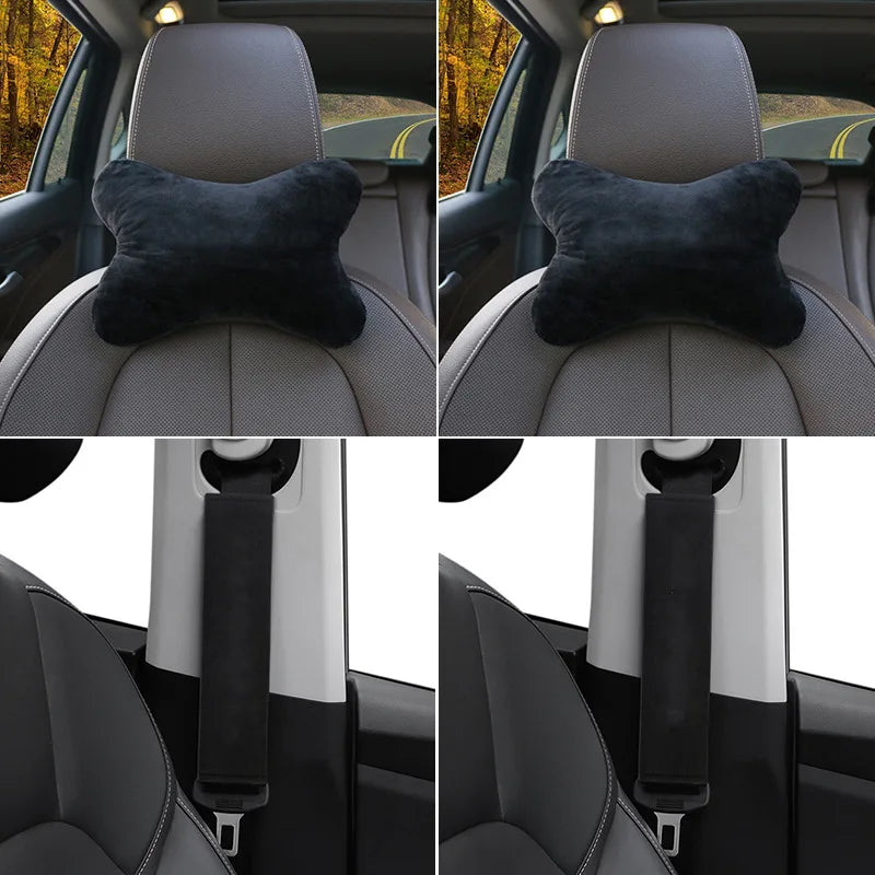Car Neck Pillow – Cotton Flannel Cushion for BMW, Audi, VW, Ford, Honda, Tesla, Mercedes-Benz, Lexus, Infiniti