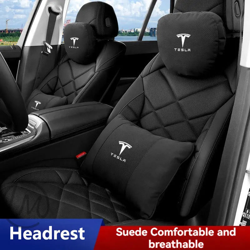 Tesla Car Neck & Lumbar Support Pillow – Compatible with Model 3, Y, S, X, and S-Class