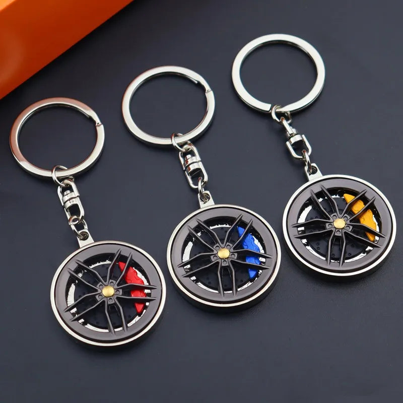 Creative Metal Wheel Hub Rotary Bearing Keychain Fashionable Alloy Accessory Daily Use Car Key Ring Brake Disc Clamp Pendant