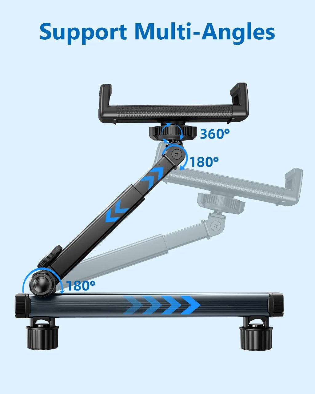 Universal Car Headrest Mount – 360° Rotating Adjustable Arm for Tablets & Smartphones