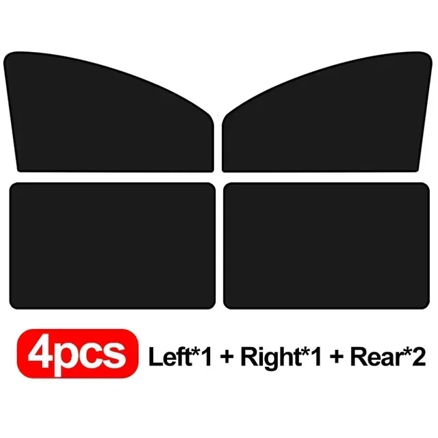 4-Pack Universal Car Window Sun Shade – UV Protection Curtain & Visor Film