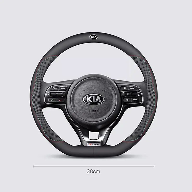 KIA Car Leather Steering Wheel Cover Anti-slip Accessories For KIA EV6 Stinger RIO Sorento Picanto Ceed Borrego Syros K4 K5 K8