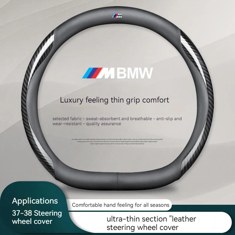 Anti-Slip Carbon Fiber Leather Steering Wheel Cover