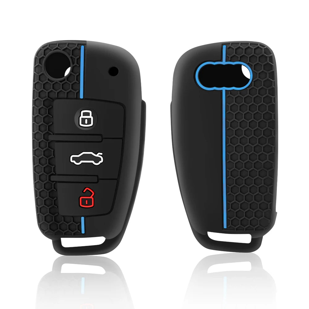 For Audi A4 B7 A6 C5 C6 A1 A3 8P TT Q3 Q2 Q7 TTS R8 S3 S6 RS3 RS6 Accessories Silicone Car Key Caps Case Cover Fob Keychain