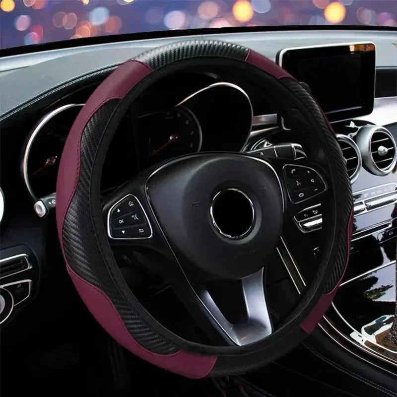PU Carbon Fiber Leather Steering Wheel Cover