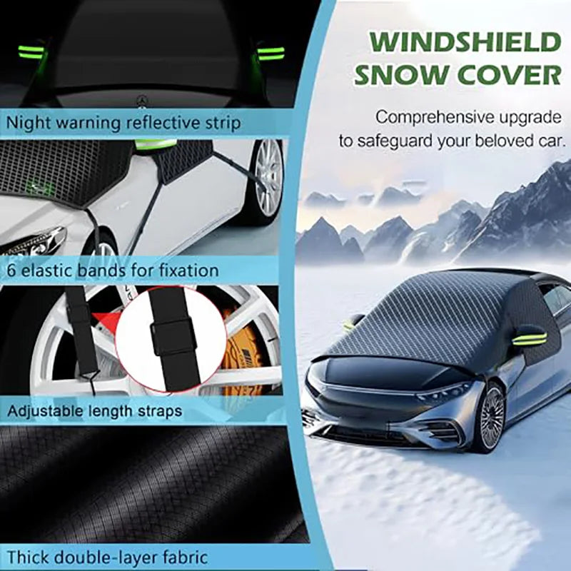 Magnetic Large Windshield Snow & Frost Cover with Side Window and Mirror Protection