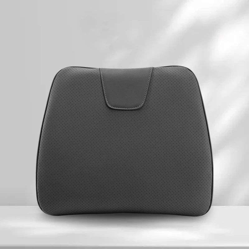 Tesla Leather Seat Cushion – Non-Slip Memory Foam Lumbar Pillow