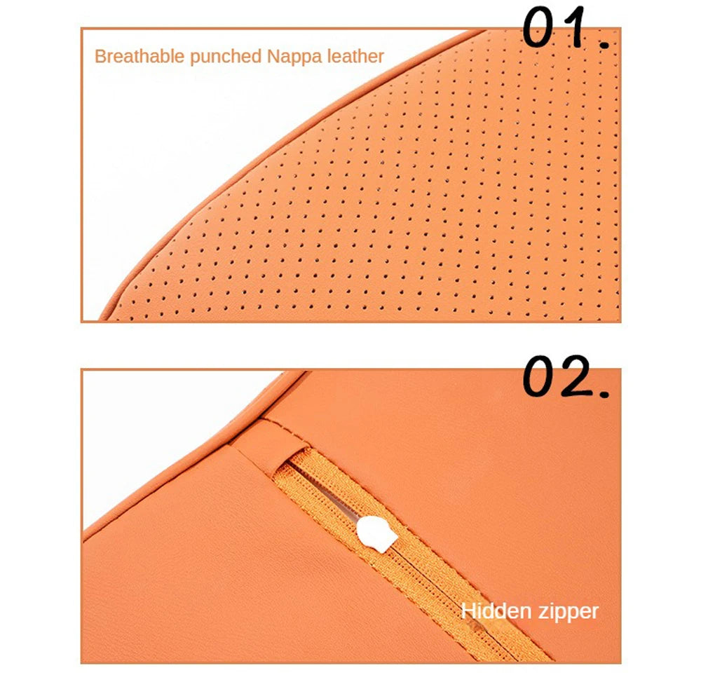 Tesla Leather Seat Cushion – Non-Slip Memory Foam Lumbar Pillow