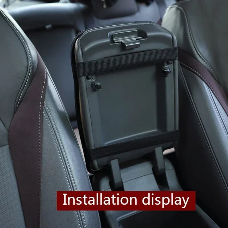 Car Armrest Storage Mat – Leather Center Console Protector