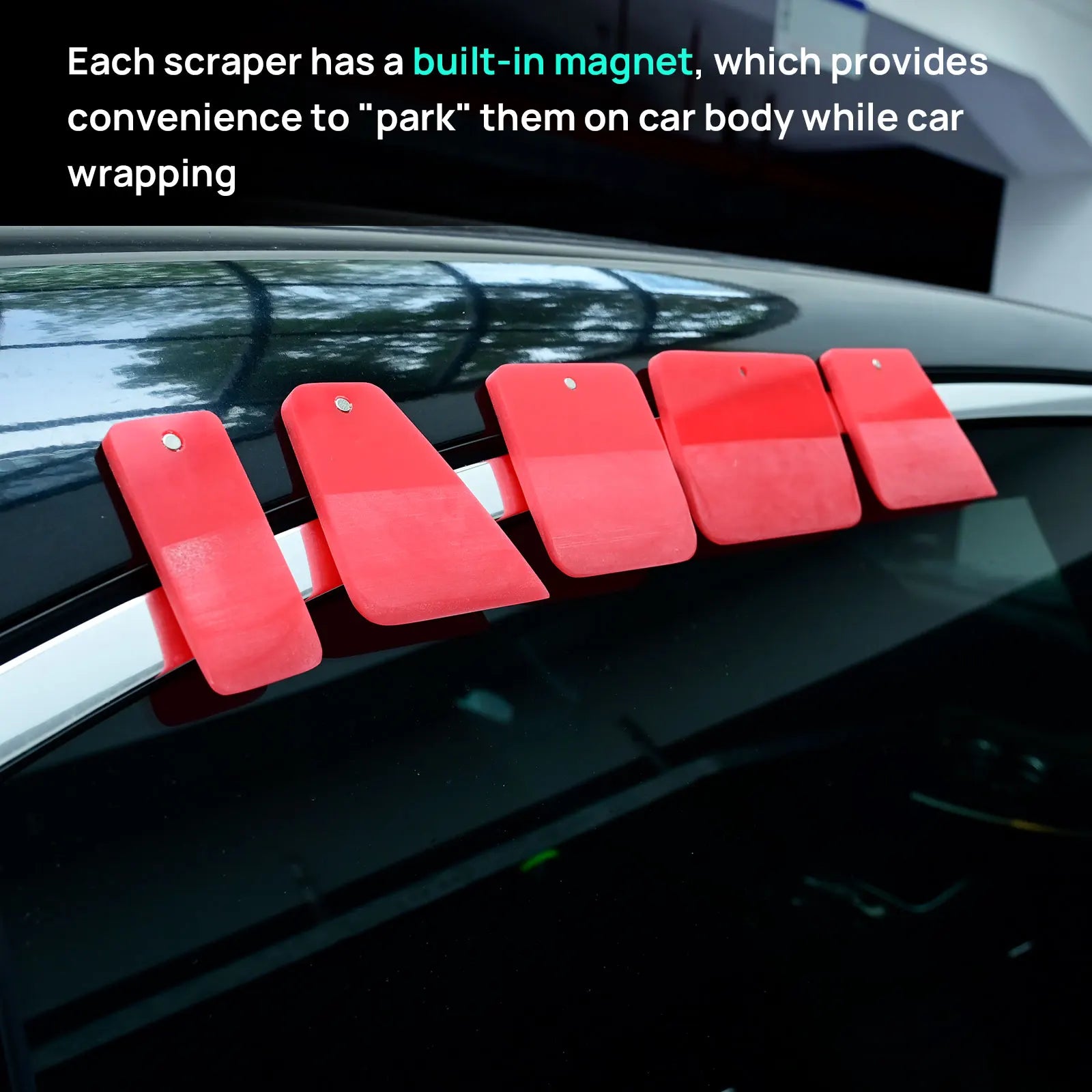 FOSHIO 5-Piece Magnetic PPF Squeegee Set – Anti-Scratch Vinyl Wrap & Window Tint Scraper Kit