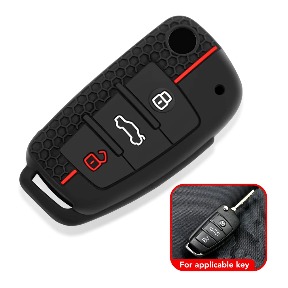 For Audi A4 B7 A6 C5 C6 A1 A3 8P TT Q3 Q2 Q7 TTS R8 S3 S6 RS3 RS6 Accessories Silicone Car Key Caps Case Cover Fob Keychain