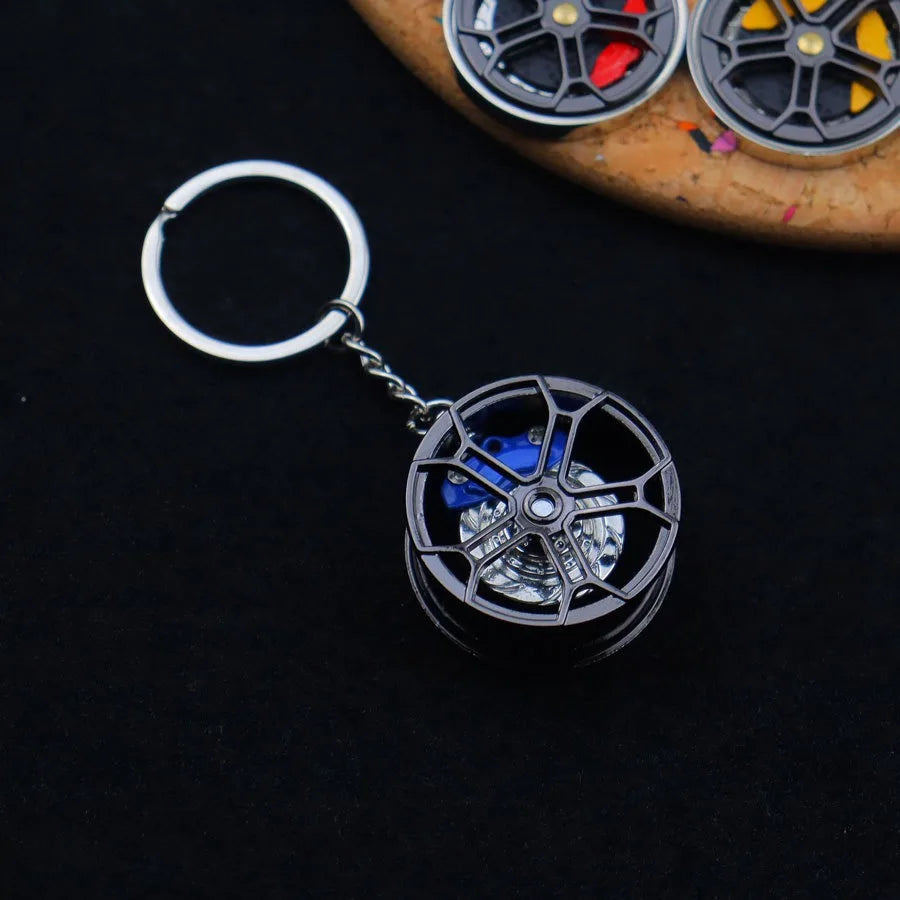 Creative Metal Wheel Hub Rotary Bearing Keychain Fashionable Alloy Accessory Daily Use Car Key Ring Brake Disc Clamp Pendant