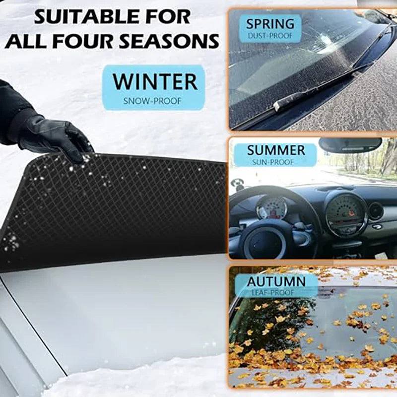 Magnetic Large Windshield Snow & Frost Cover with Side Window and Mirror Protection