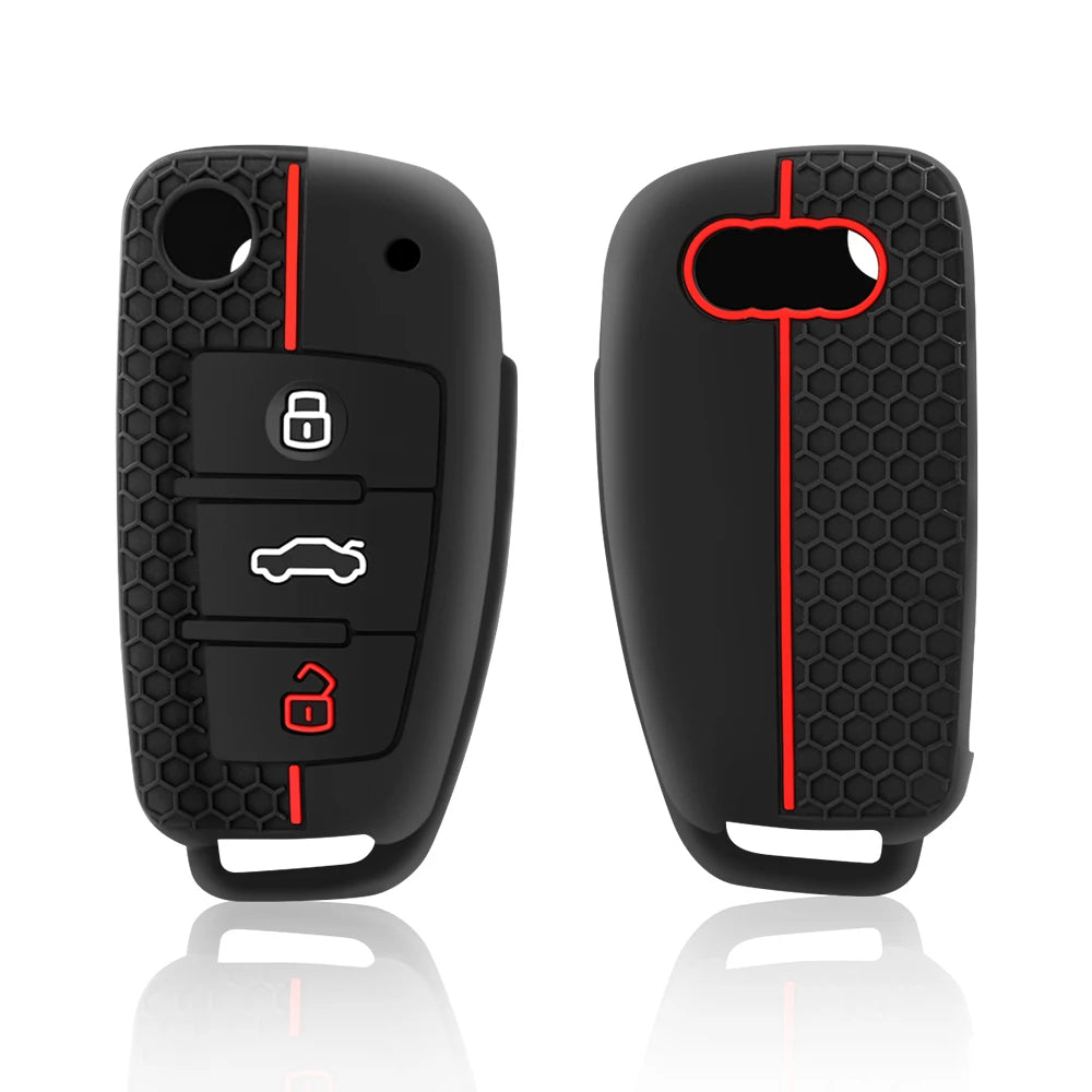 For Audi A4 B7 A6 C5 C6 A1 A3 8P TT Q3 Q2 Q7 TTS R8 S3 S6 RS3 RS6 Accessories Silicone Car Key Caps Case Cover Fob Keychain