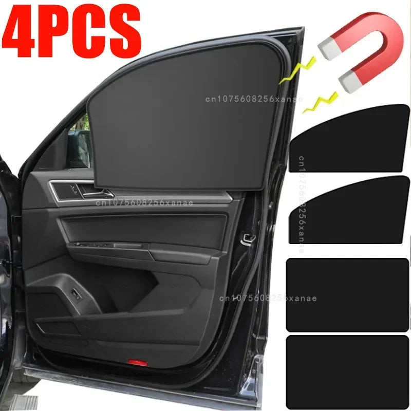 4-Pack Universal Car Window Sun Shade – UV Protection Curtain & Visor Film