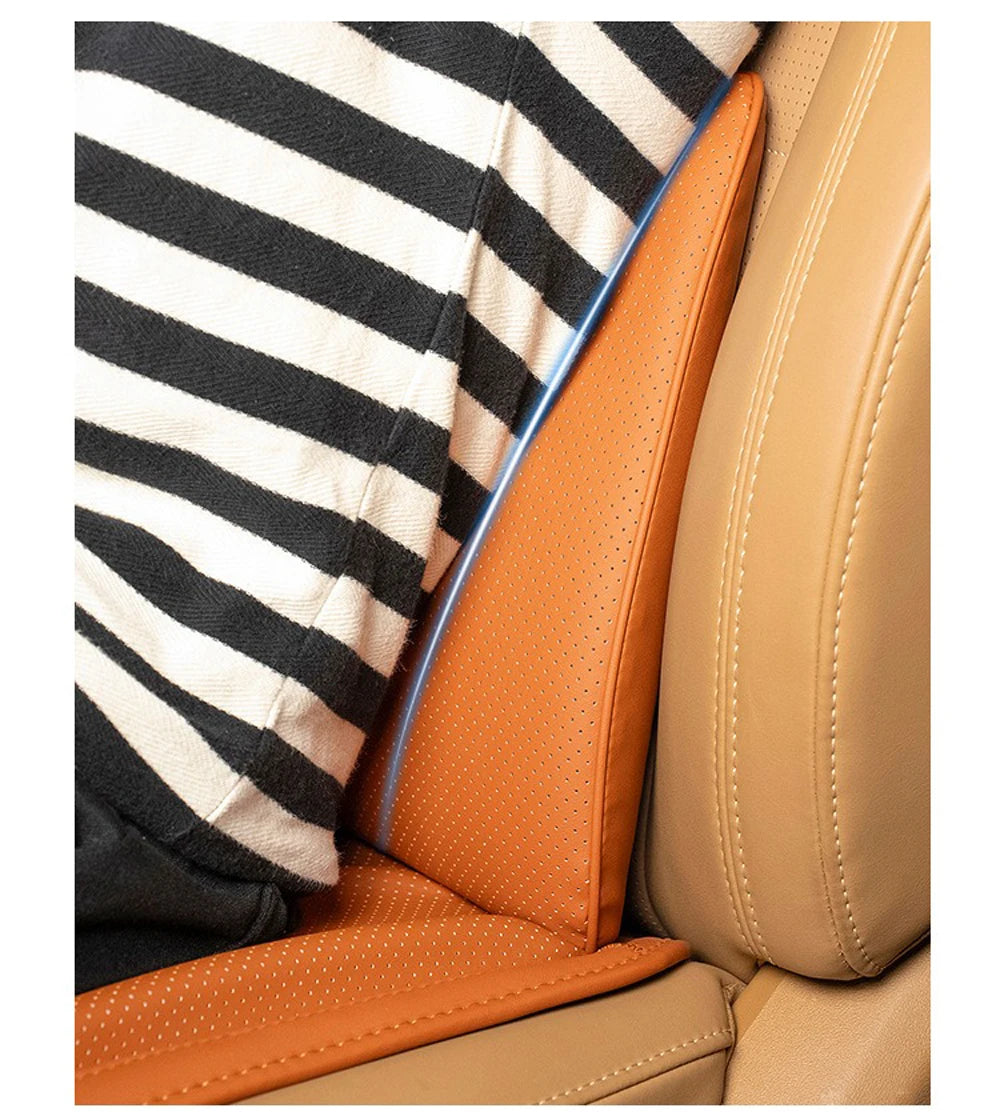 Tesla Leather Seat Cushion – Non-Slip Memory Foam Lumbar Pillow