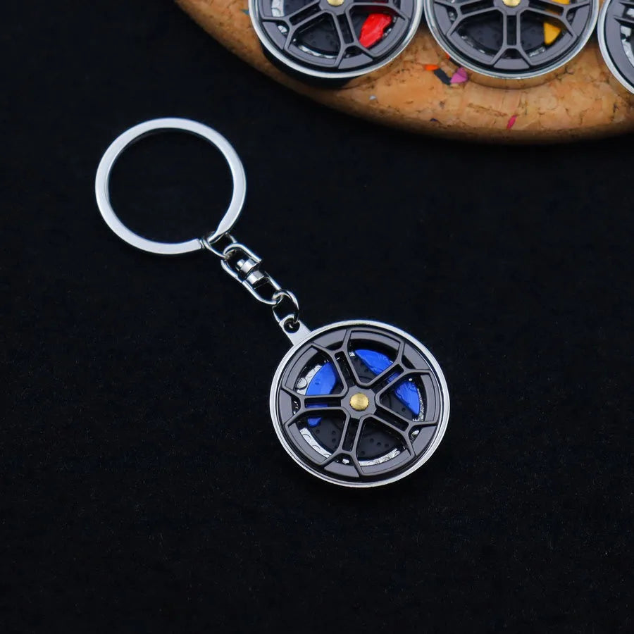 Creative Metal Wheel Hub Rotary Bearing Keychain Fashionable Alloy Accessory Daily Use Car Key Ring Brake Disc Clamp Pendant
