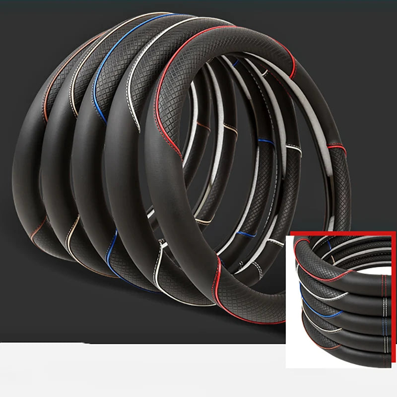 D-Shaped PU Leather Steering Wheel Cover for Hyundai Ioniq 2016–2022 – Interior Auto Accessory