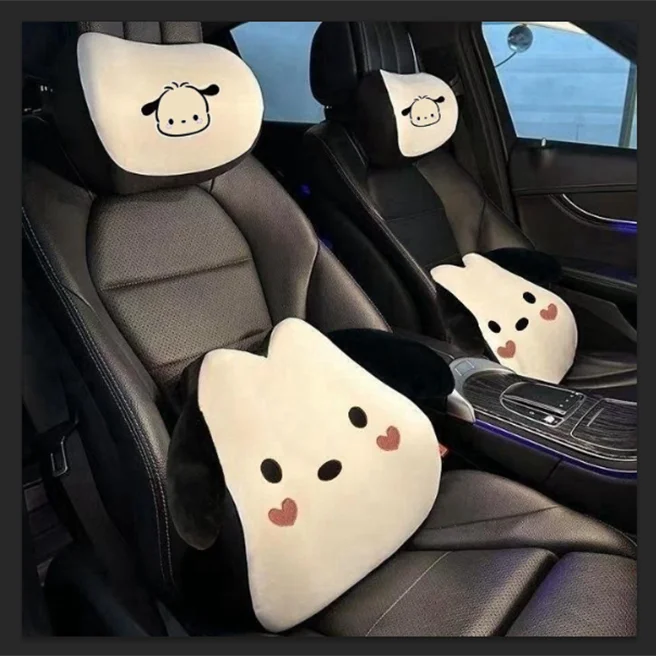 Universal Car Seat Cushion Cover – Breathable Cute Sanrio/Kawaii Headrest & Neck Pillow